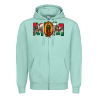 Seafoam mexican flag our lady of guadalupe mom leopard Zipper Hoodie - JahusDesignShop