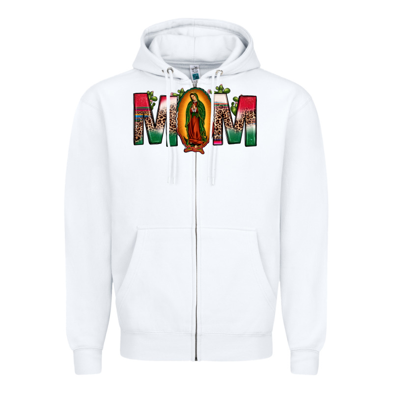 Mexican Flag Our Lady Of Guadalupe Mom Leopard Zipper Hoodie by JahusDesignShop | Teevron