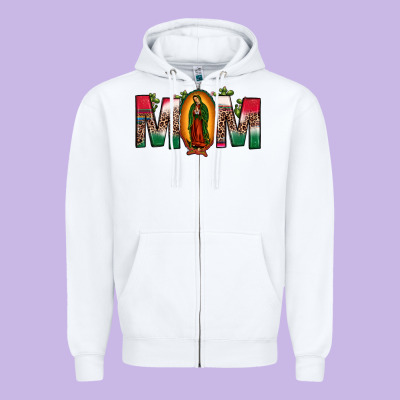Mexican Flag Our Lady Of Guadalupe Mom Leopard Zipper Hoodie Designed By Jahusdesignshop