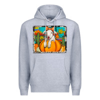 Heather Grey autumn sheep in a pumpkin Premium Hoodie - Jasminsmagicworld