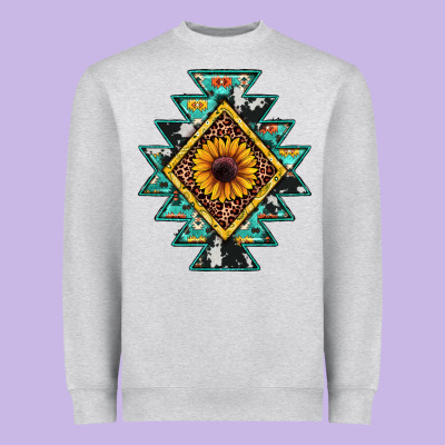 Aztec Leopard Sunflower Heavyweight Sweatshirt Designed By Jahusdesignshop