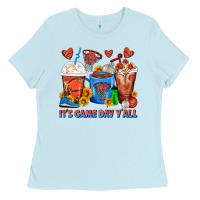 Baby Blue It's Game Day Y'all Basketball Coffee Cups Ladies Tee - FaDigitalArtStudio