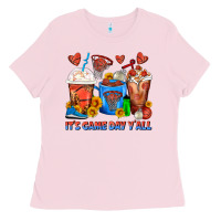 Bubblegum Pink It's Game Day Y'all Basketball Coffee Cups Ladies Tee - FaDigitalArtStudio