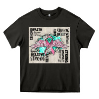 Asphalt cancer ribbon with angel wings Heavy Core Tee - CowGirlArtShop