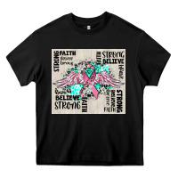 Black cancer ribbon with angel wings Heavy Core Tee - CowGirlArtShop