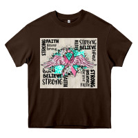 Chocolate Brown cancer ribbon with angel wings Heavy Core Tee - CowGirlArtShop