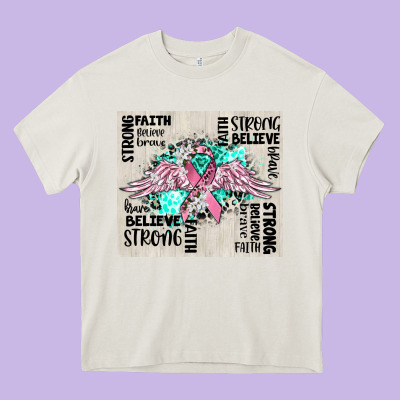 Cancer Ribbon With Angel Wings Heavy Core Tee Designed By Cowgirlartshop