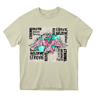 Mossy cancer ribbon with angel wings Heavy Core Tee - CowGirlArtShop