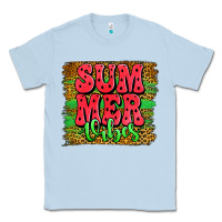 Dusty Blue summer vibes watermelon leopard background Classic Tee - Jasminsmagicworld