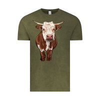 Vintage Olive hereford cow Vintage Tee - RanaPortraitStore