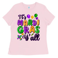 Bubblegum Pink It's Mardi Gras y'all Ladies Tee - FaDigitalArtStudio