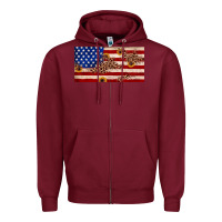Burgundy American flag leopard sunflower Zipper Hoodie - JahusDesignShop