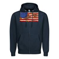 Navy American flag leopard sunflower Zipper Hoodie - JahusDesignShop