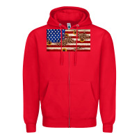 Red American flag leopard sunflower Zipper Hoodie - JahusDesignShop