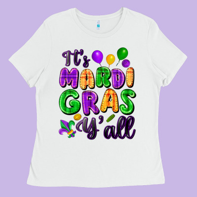 It's Mardi Gras Y'all Ladies Tee Designed By Fadigitalartstudio