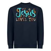 Navy jesus loves you Heavyweight Sweatshirt - JahusDesignShop