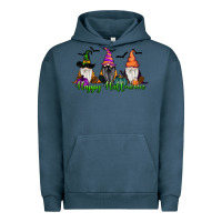 Pigment Midnight Navy Happy Halloween Gnome Pumpkin Urban Hoodie - RanaPortraitStore