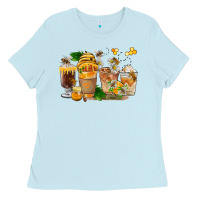 Baby Blue Honey Bee Coffee Cups Ladies Tee - FaDigitalArtStudio
