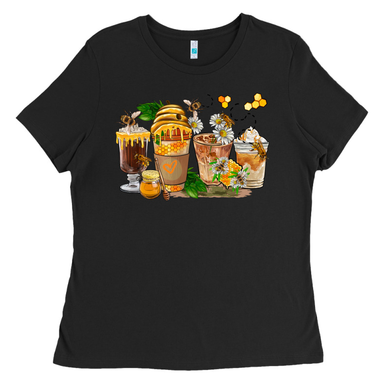 Honey Bee Coffee Cups Ladies Tee by FaDigitalArtStudio | Teevron