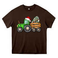 Chocolate Brown christmas tractor Heavy Core Tee - CowGirlArtShop