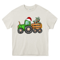 Cream christmas tractor Heavy Core Tee - CowGirlArtShop