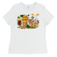 White Honey Bee Coffee Cups Ladies Tee - FaDigitalArtStudio