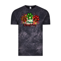 Cloud Black merry christmas paws Vintage Tee - FaDigitalArtStudio