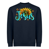 Navy jesus sunflower Heavyweight Sweatshirt - JahusDesignShop
