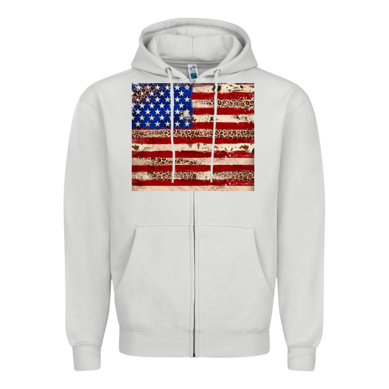 American Flag Leopard Cowhide Zipper Hoodie by JahusDesignShop | Teevron