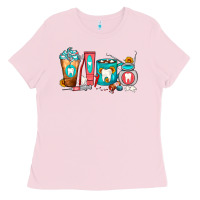 Bubblegum Pink Dentist Coffee Cups Ladies Tee - FaDigitalArtStudio