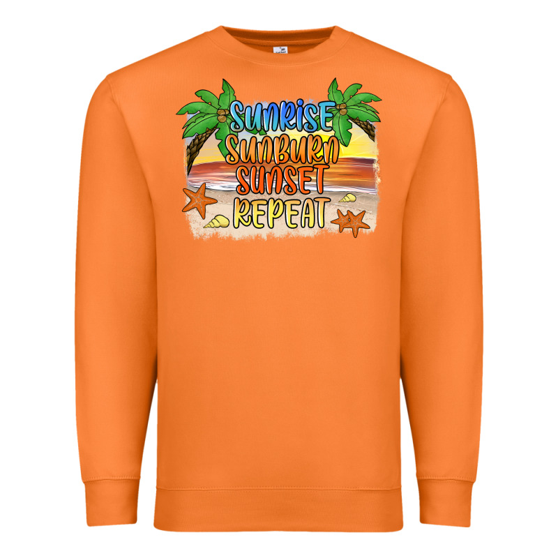 Sunrise Sunburn Sunset Repeat2 Premium Sweatshirt by JahusDesignShop | Teevron