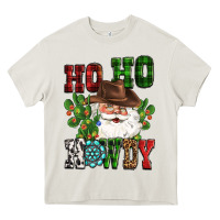 Cream ho ho howdy santa Heavy Core Tee - CowGirlArtShop