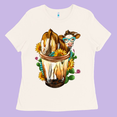 Simmental Cow Bobba Cup Ladies Tee Designed By Fadigitalartstudio