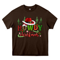 Chocolate Brown howdy christmas cowboy hat Heavy Core Tee - CowGirlArtShop