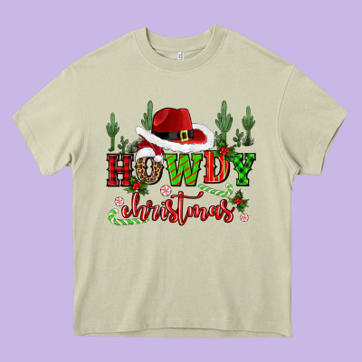 Howdy Christmas Cowboy Hat Heavy Core Tee Designed By Cowgirlartshop