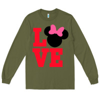 Army Green Minnie Mouse Long Sleeve Tee - CowhideDigitalArt