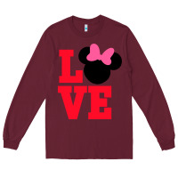 Burgundy Minnie Mouse Long Sleeve Tee - CowhideDigitalArt
