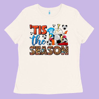 Tis The Season  Soccer  Frappe Coffee Ladies Tee Designed By Fadigitalartstudio