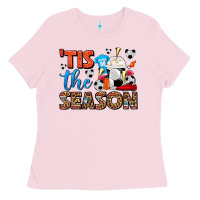 Bubblegum Pink tis the season  soccer  frappe coffee Ladies Tee - FaDigitalArtStudio