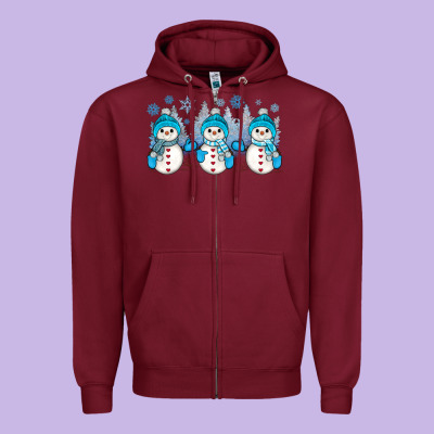 Snowman Winter Zipper Hoodie Designed By Jahusdesignshop