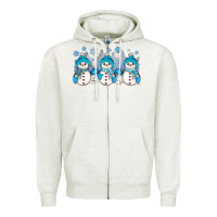 Oatmeal Heather snowman winter Zipper Hoodie - JahusDesignShop