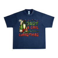 Navy just a girl who loves christmas Urban Heavy Tee - BundleAndBundleShop