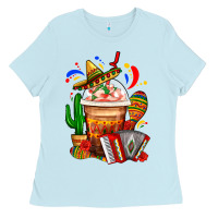 Mexican Frappe With Cactus Sombrero And Maracas Ladies Tee | Teevron
