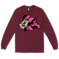 Burgundy Minnie Mouse Long Sleeve Tee - CowhideDigitalArt