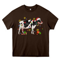 Chocolate Brown christmas holstein cow Heavy Core Tee - CowGirlArtShop