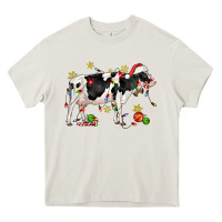 Cream christmas holstein cow Heavy Core Tee - CowGirlArtShop
