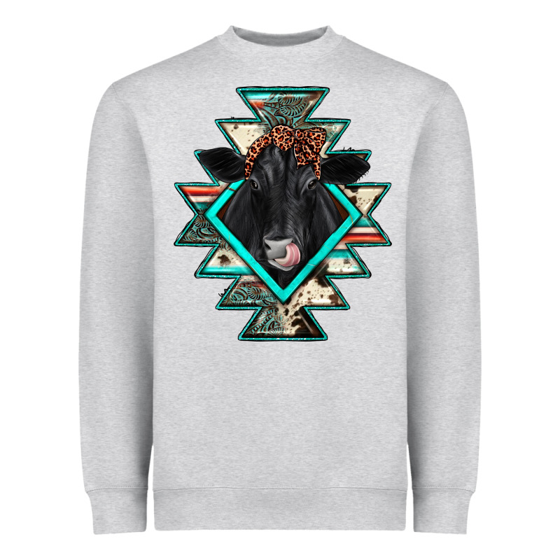 Black Angus Cowhide Aztec Heavyweight Sweatshirt by JahusDesignShop | Teevron