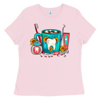Bubblegum Pink Dentist Coffee Ladies Tee - FaDigitalArtStudio