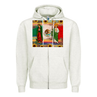 Oatmeal Heather mexico flag our lady of guadalupe san judas sunflower Zipper Hoodie - JahusDesignShop