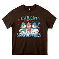 Chocolate Brown chillin with my snowmies Heavy Core Tee - CowGirlArtShop